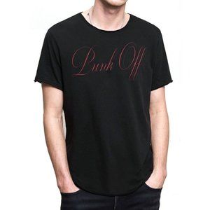 John Varvatos Star USA Men's Short Sleeve Punk Off Graphic Crew T-Shirt Black